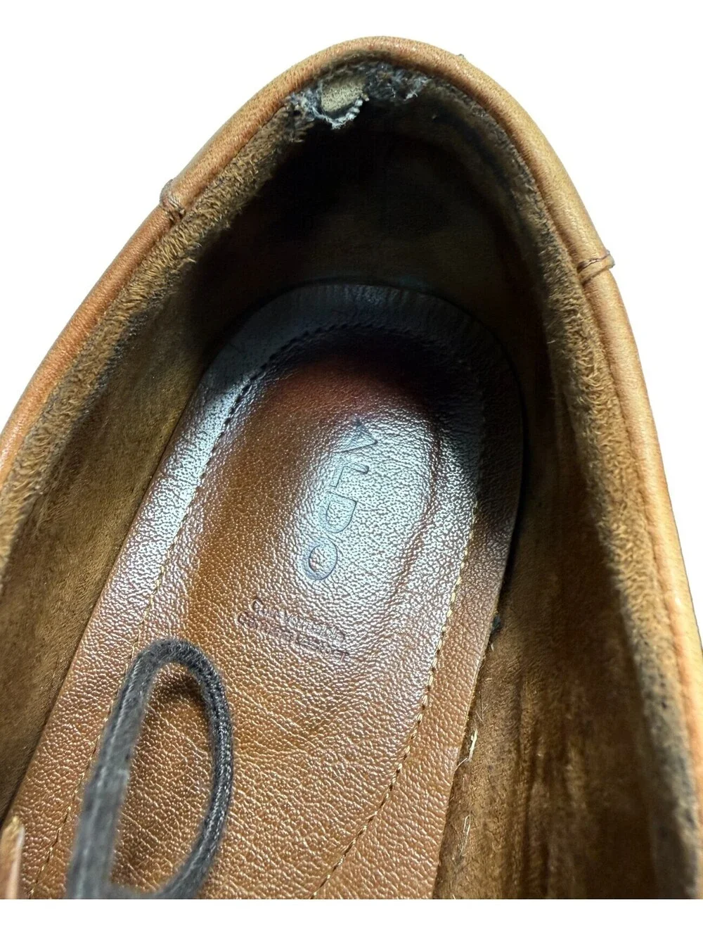 Aldo Flex Cap Toe Oxford Cognac Brown Leather Dress Shoes Mens Size 12 Lace Up